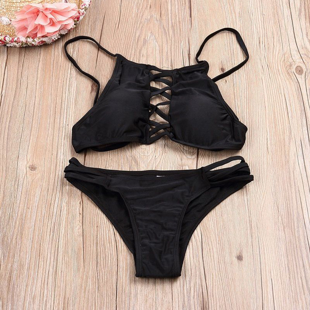 Women's Sexy Strappy Summer Swimming Bathing Bikini Set Halter Bandage Suit