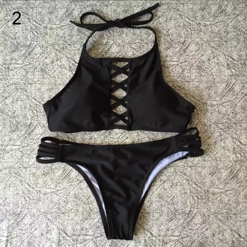 Women's Sexy Strappy Summer Swimming Bathing Bikini Set Halter Bandage Suit