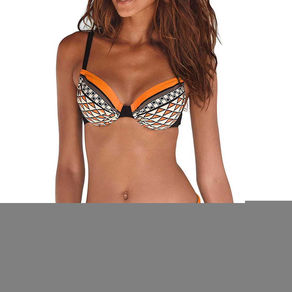 Vintage Geometric Print Summer Women Bikini Set Two-piece Swimsuit Swimwear