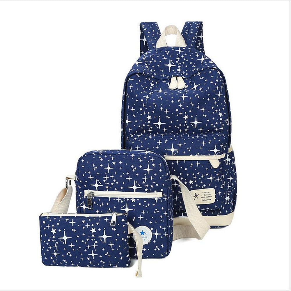 Fashion Star Women Canvas Backpack Schoolbags School For Girl Teenagers Casual Travel Bags Rucksack Cute
