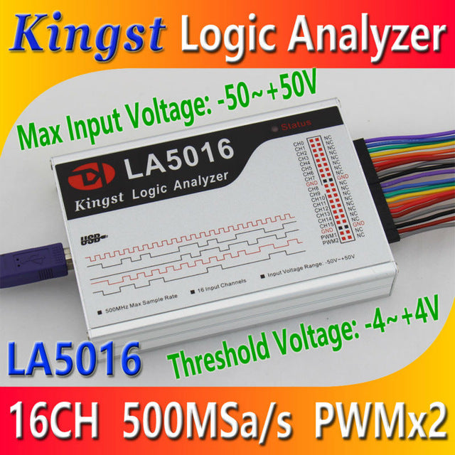 Kingst LA5016 USB Logic Analyzer 500M max sample rate 16Channels 10B samples MCU ARM FPGA debug tool English software