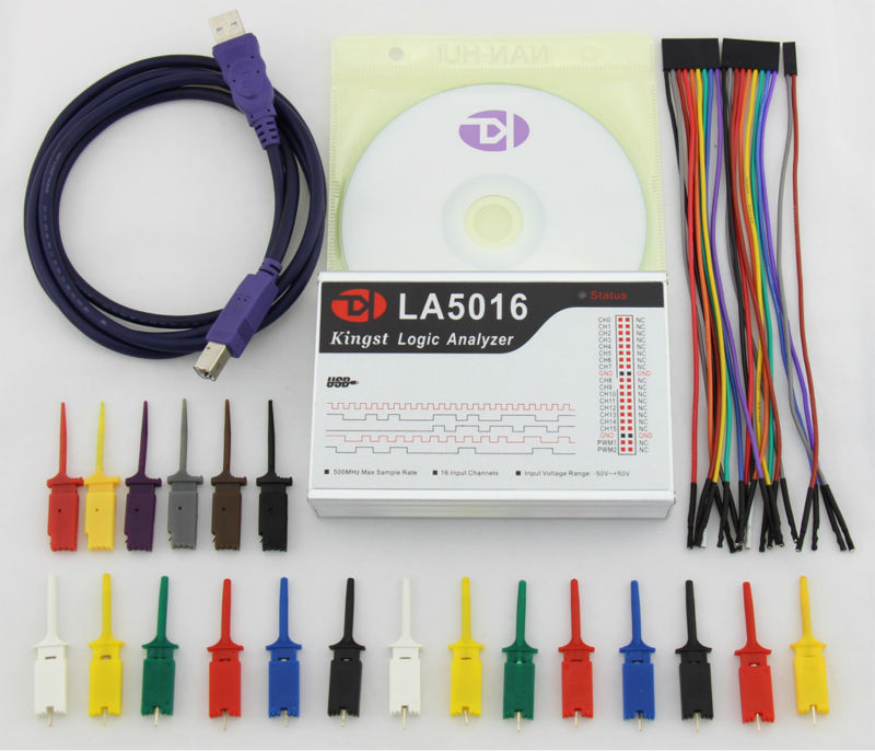 Kingst LA5016 USB Logic Analyzer 500M max sample rate 16Channels 10B samples MCU ARM FPGA debug tool English software
