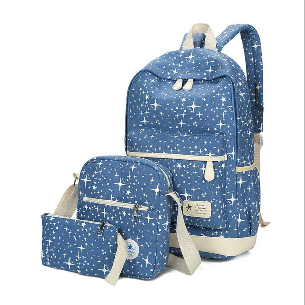 Fashion Star Women Canvas Backpack Schoolbags School For Girl Teenagers Casual Travel Bags Rucksack Cute