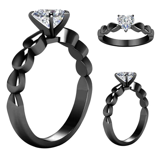 Love Heart Cubic Zirconia Shiny Bride Princess Wedding Engagement Ring Jewelry