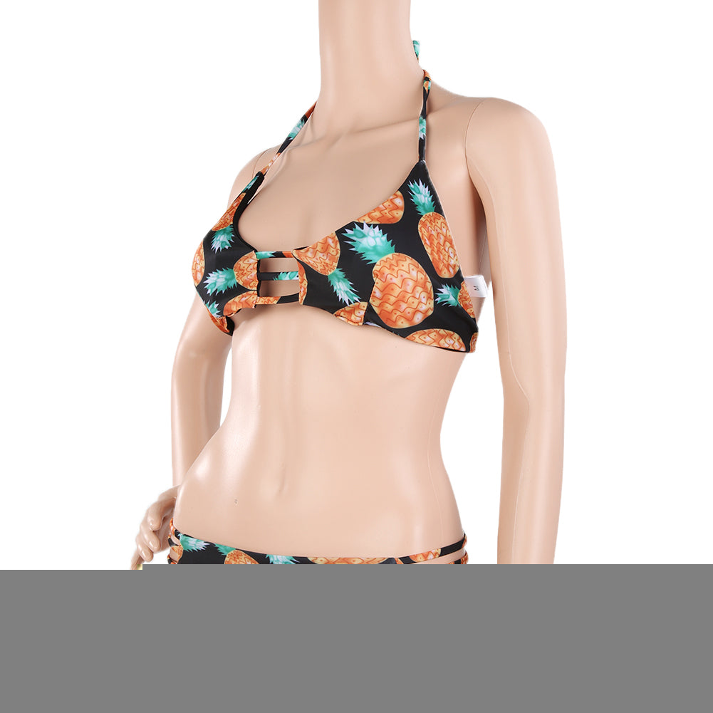 Women Sexy Fashion Pineapple Print Bandage Swimsuit Summer Beachwear Bikini Set