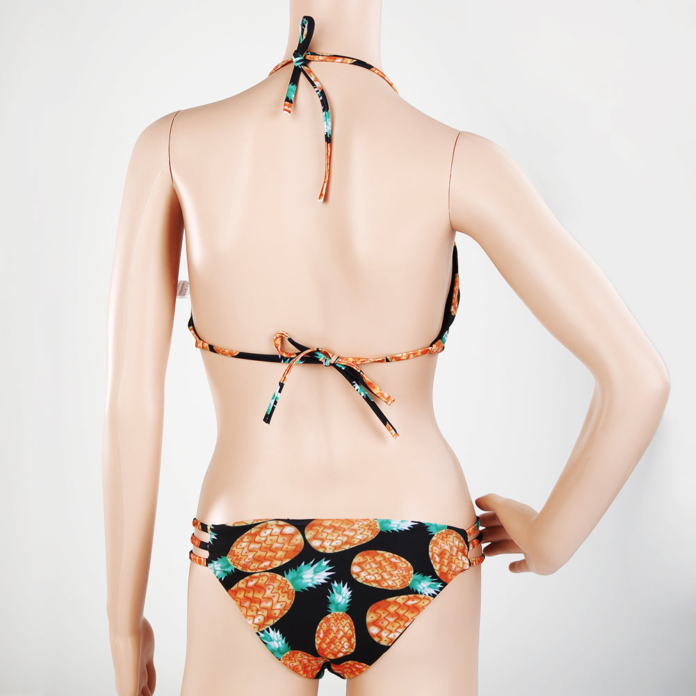 Women Sexy Fashion Pineapple Print Bandage Swimsuit Summer Beachwear Bikini Set