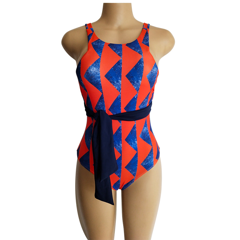 Sexy Triangle Print Women Monokini Bandage Backless One-piece Beach Swimwear
