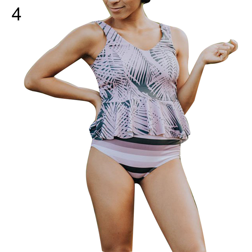 Stripe Patchwork Bandage Cutout Monokini Women Sexy One-piece Beach Swimwear