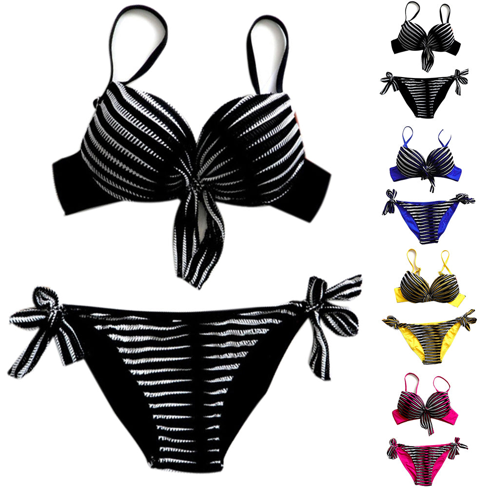 Striped Bandage Summer Bikini Set Women Two-piece Swimsuit Swimwear Bathing Suit