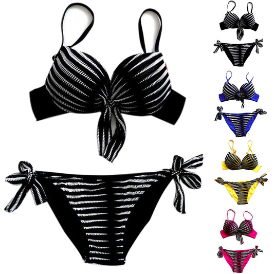Striped Bandage Summer Bikini Set Women Two-piece Swimsuit Swimwear Bathing Suit