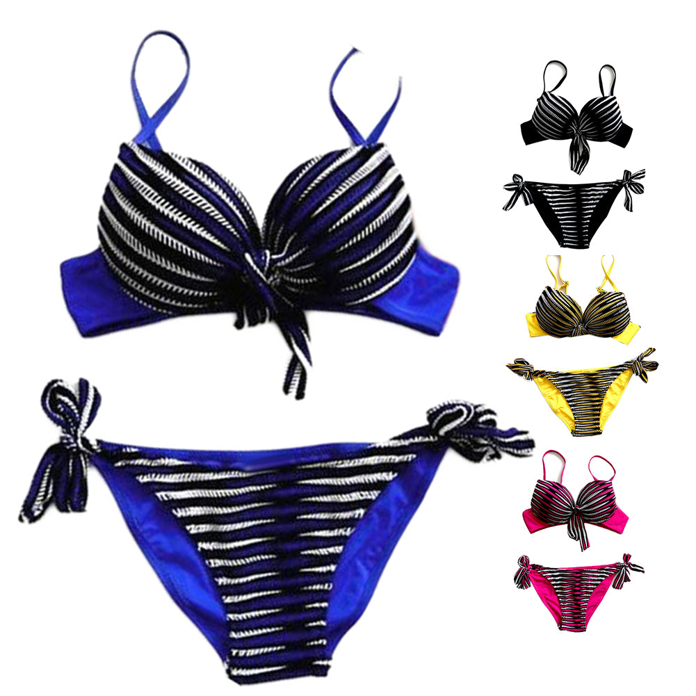 Striped Bandage Summer Bikini Set Women Two-piece Swimsuit Swimwear Bathing Suit