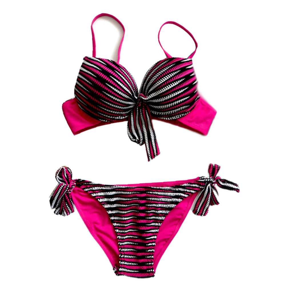Striped Bandage Summer Bikini Set Women Two-piece Swimsuit Swimwear Bathing Suit