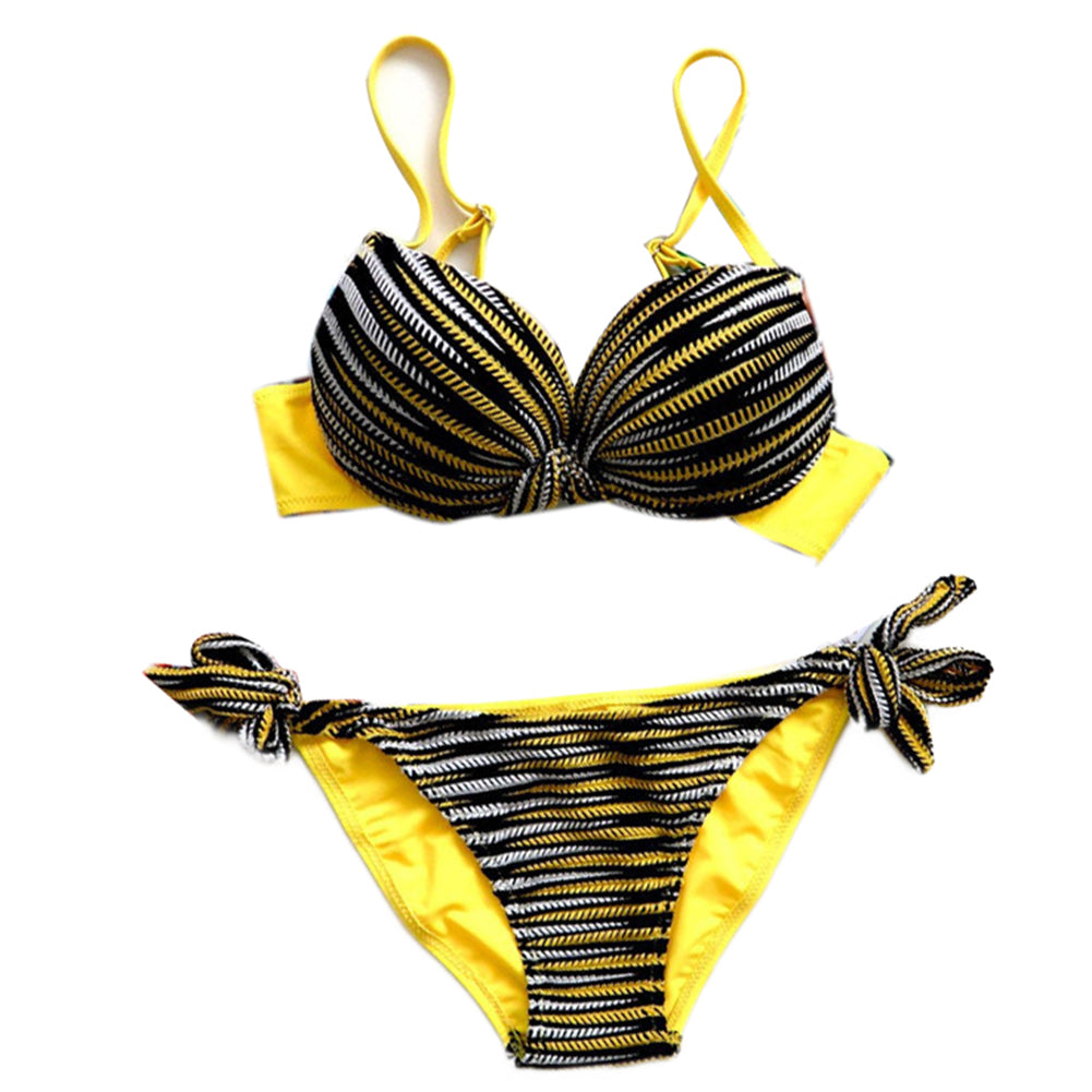 Striped Bandage Summer Bikini Set Women Two-piece Swimsuit Swimwear Bathing Suit