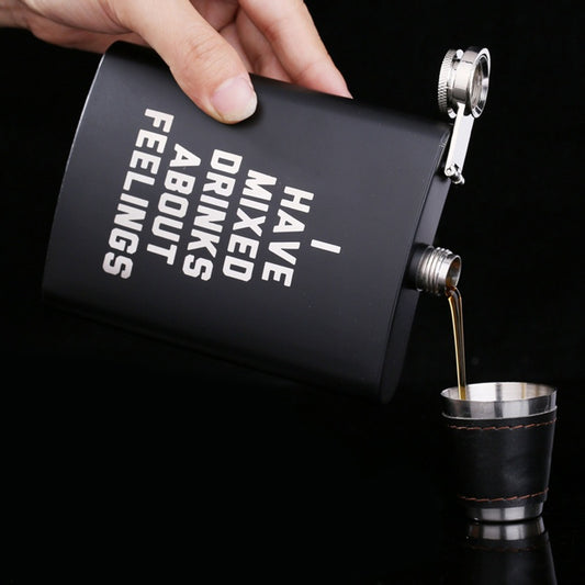 8oz Men Funny Letter Print Stainless Steel Hip Flask Whiskey Alcohol Container