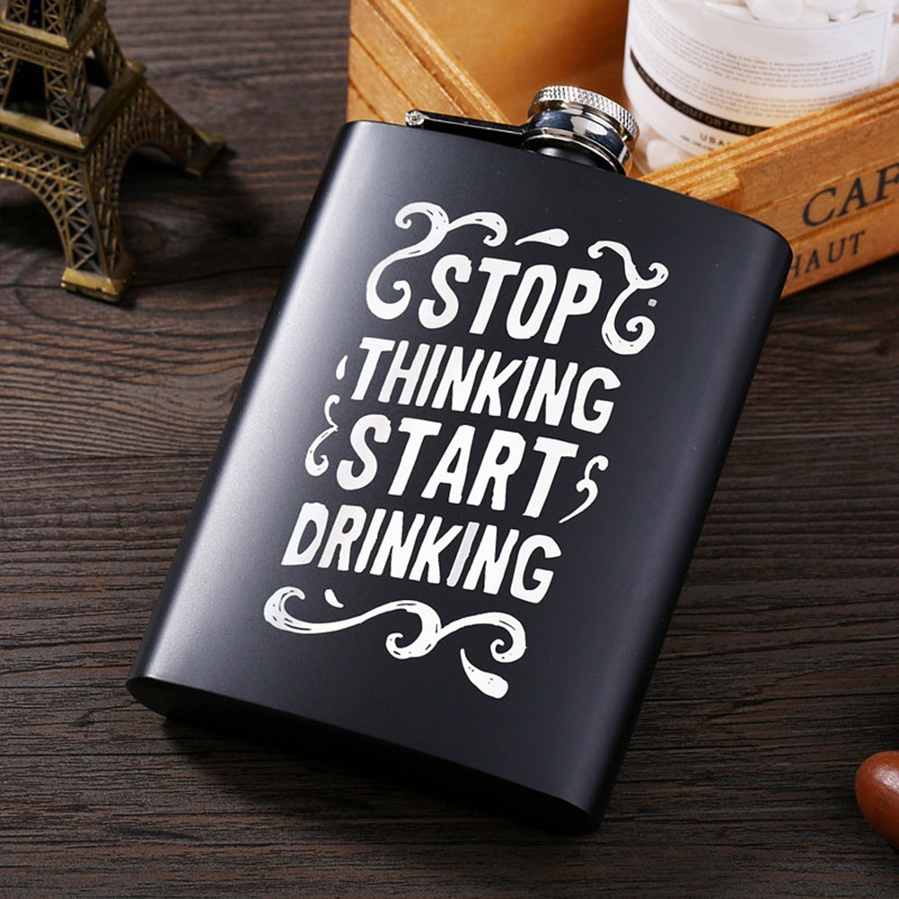 8oz Men Funny Letter Print Stainless Steel Hip Flask Whiskey Alcohol Container