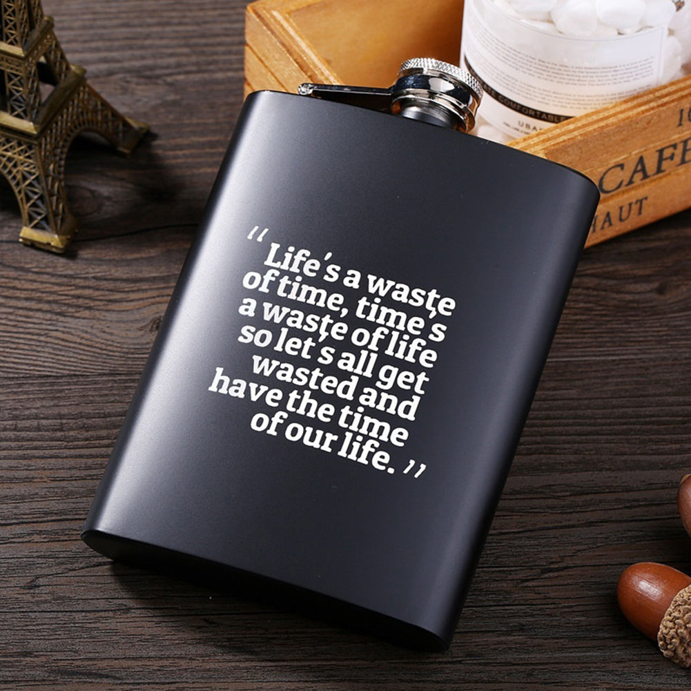 8oz Men Funny Letter Print Stainless Steel Hip Flask Whiskey Alcohol Container