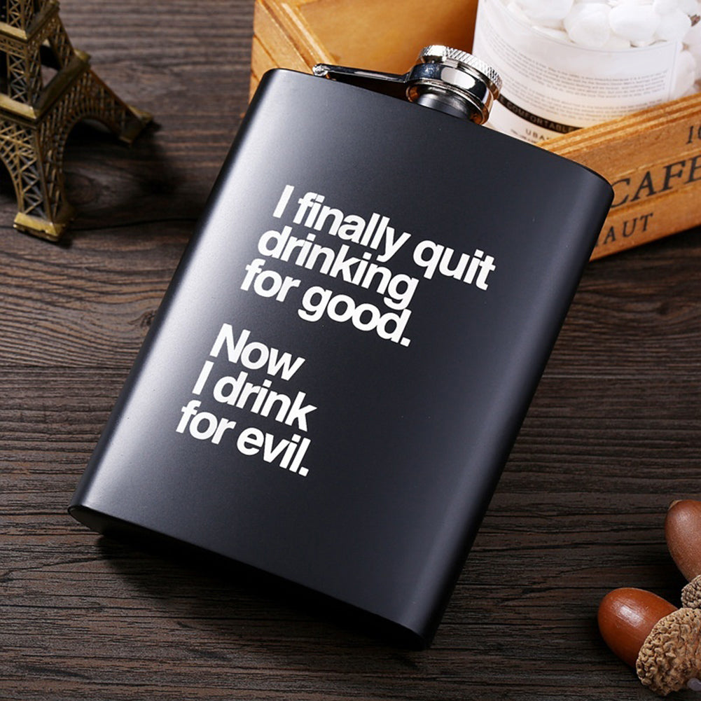 8oz Men Funny Letter Print Stainless Steel Hip Flask Whiskey Alcohol Container