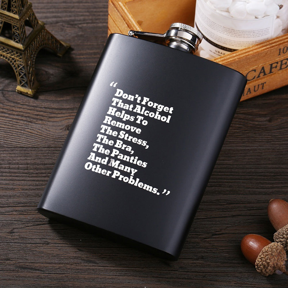 8oz Men Funny Letter Print Stainless Steel Hip Flask Whiskey Alcohol Container