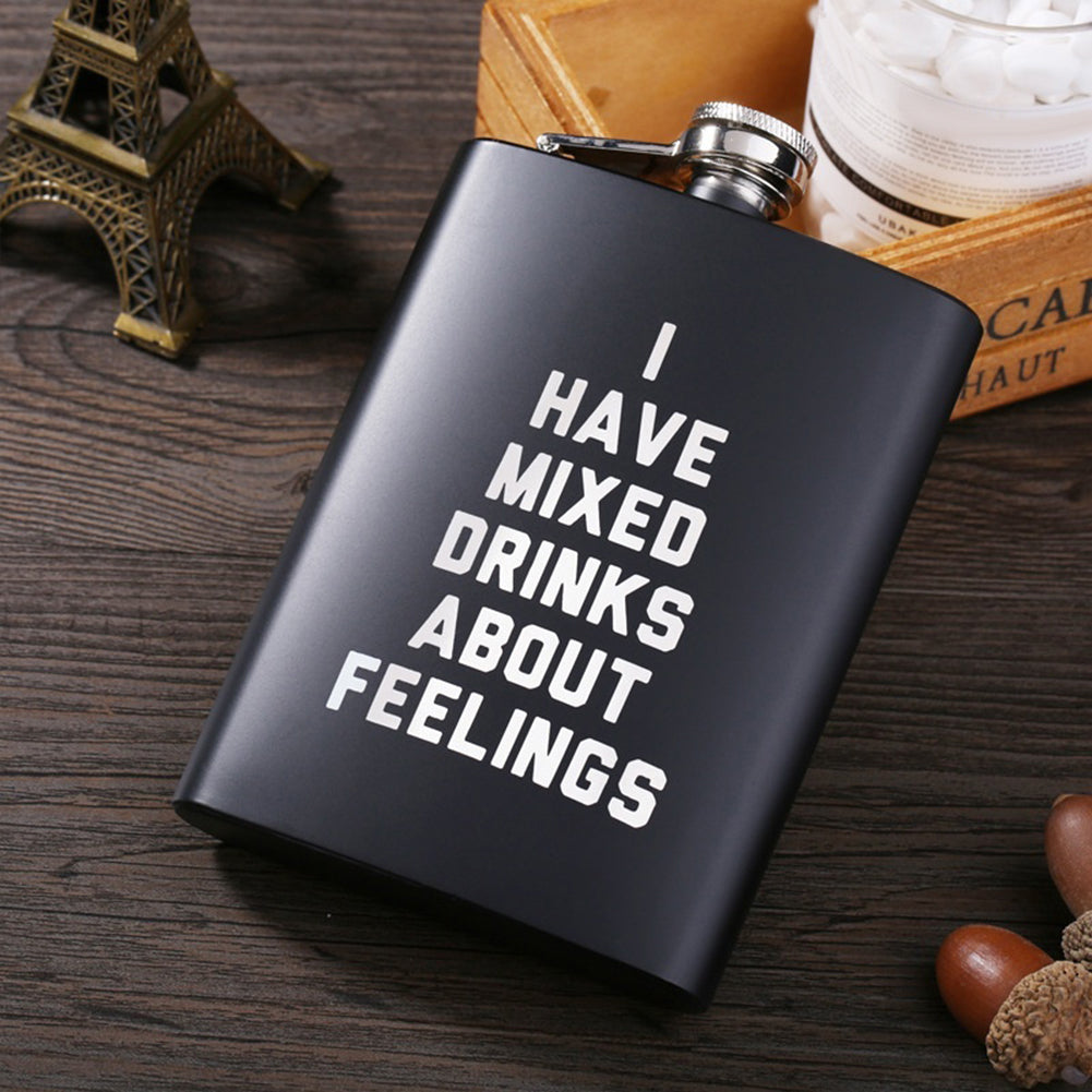 8oz Men Funny Letter Print Stainless Steel Hip Flask Whiskey Alcohol Container
