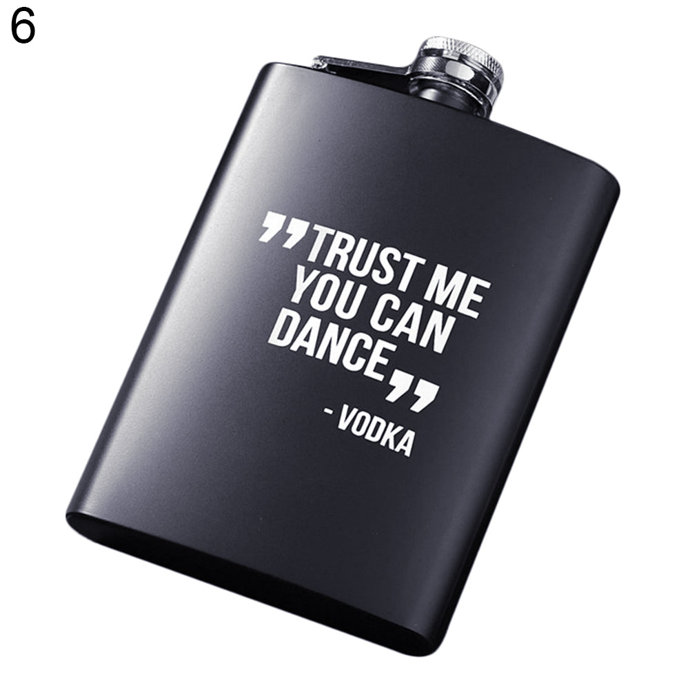 8oz Men Funny Letter Print Stainless Steel Hip Flask Whiskey Alcohol Container