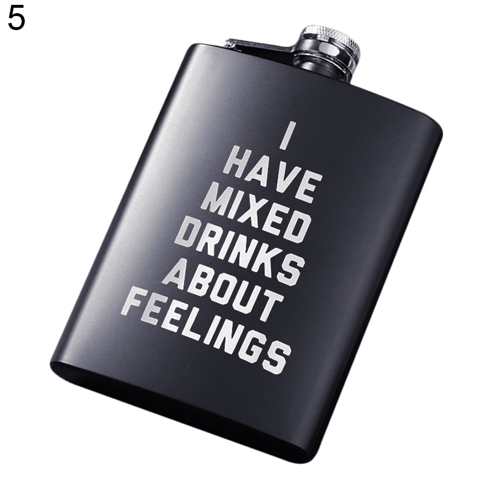8oz Men Funny Letter Print Stainless Steel Hip Flask Whiskey Alcohol Container