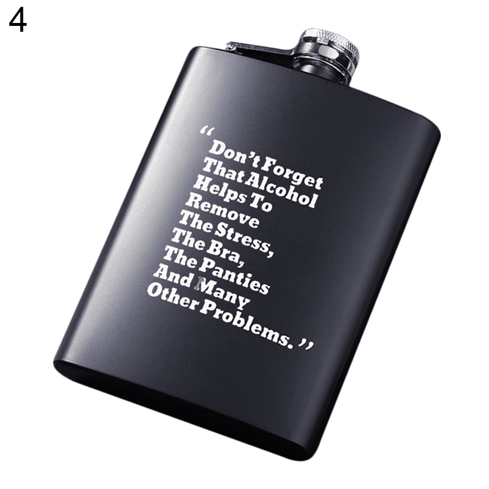 8oz Men Funny Letter Print Stainless Steel Hip Flask Whiskey Alcohol Container