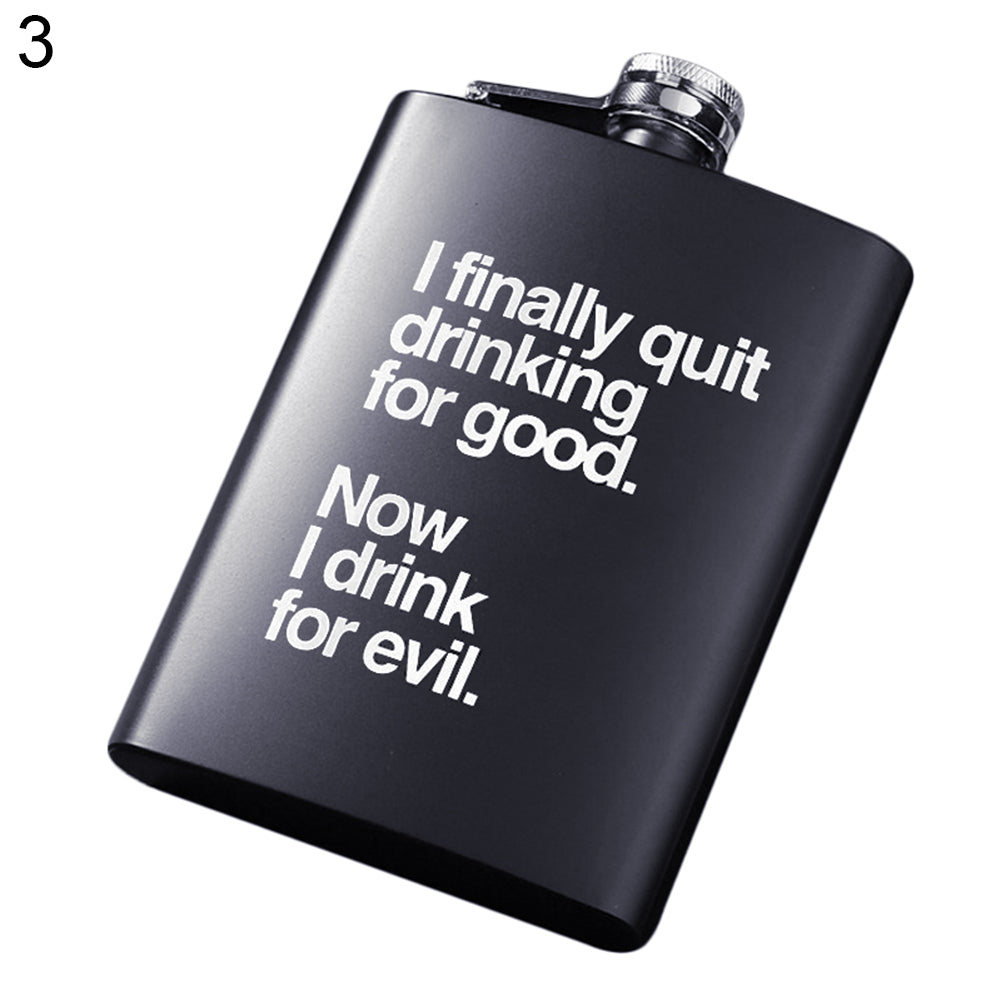 8oz Men Funny Letter Print Stainless Steel Hip Flask Whiskey Alcohol Container
