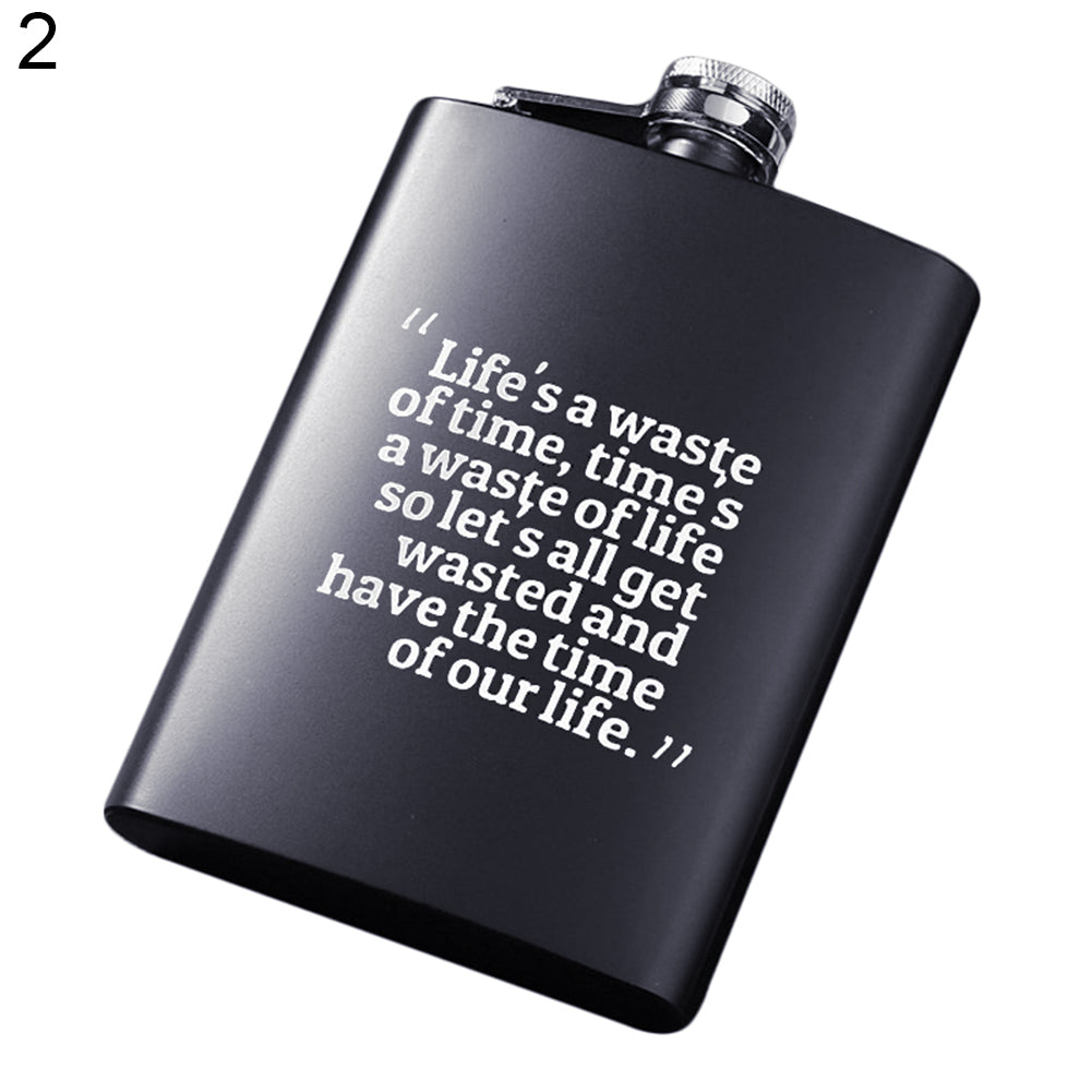 8oz Men Funny Letter Print Stainless Steel Hip Flask Whiskey Alcohol Container