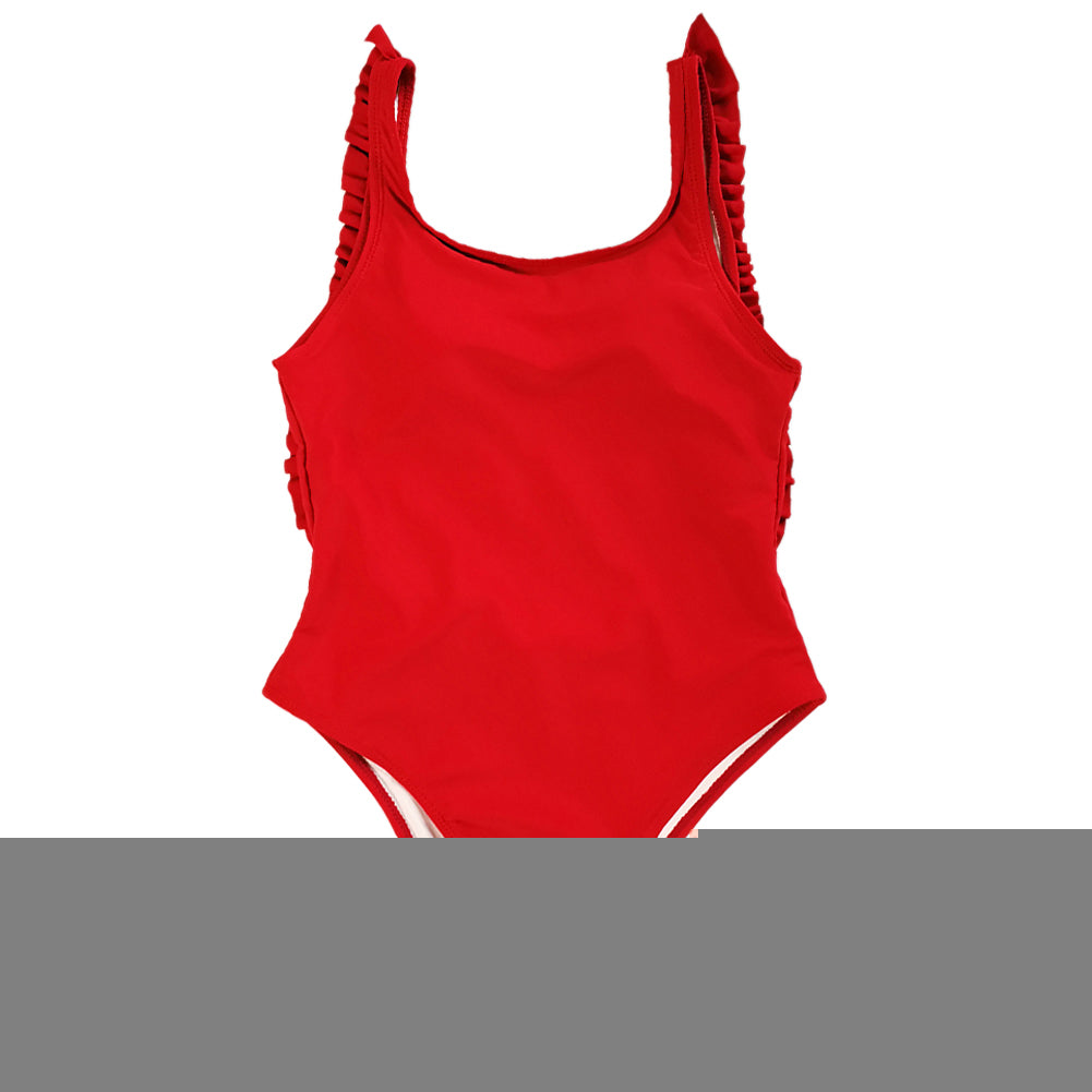 Sexy Women Solid Color Backless Ruffled Swimwear Swimsuit One-piece Bathing Suit