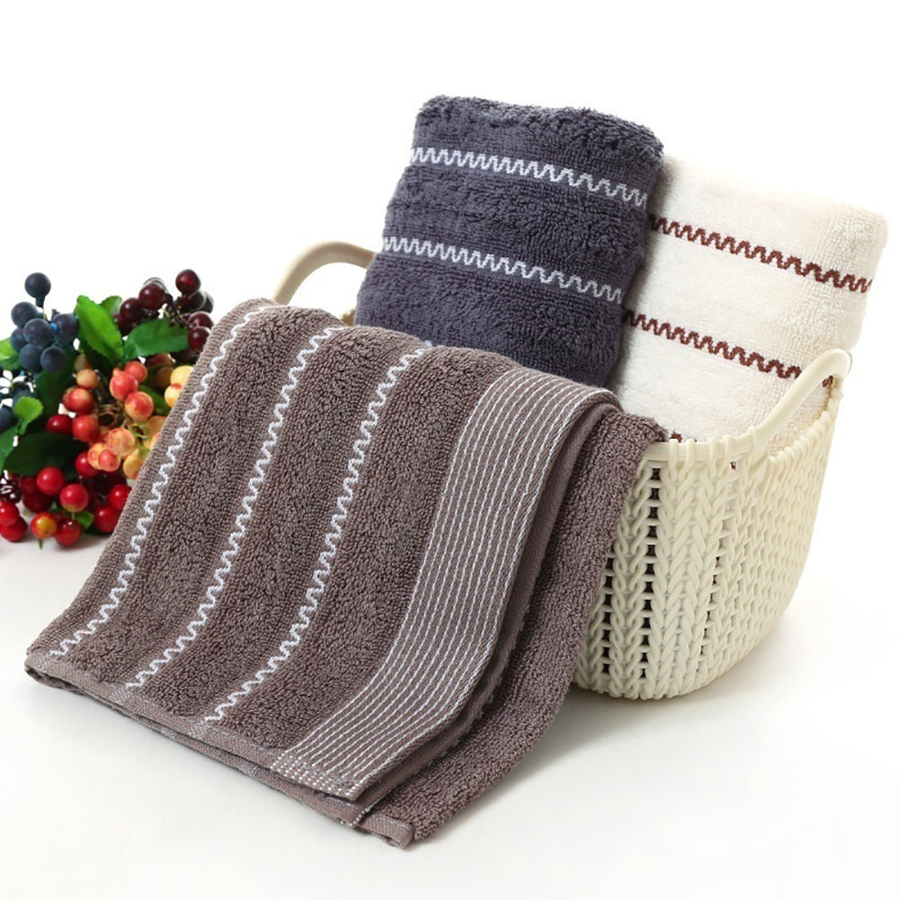 35x75cm Breathable Wave Pattern Cotton Water Absorbent Shower Towel Facecloth