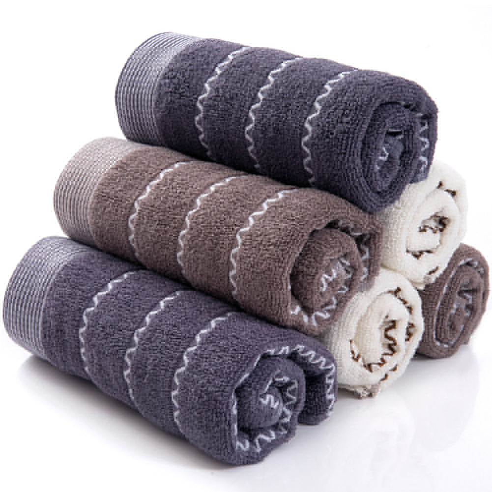 35x75cm Breathable Wave Pattern Cotton Water Absorbent Shower Towel Facecloth