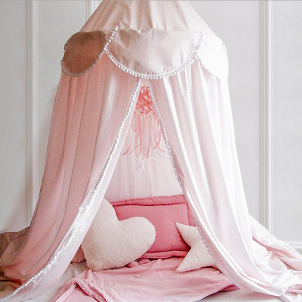 240cm Kids Baby Room Bed Curtain Canopy Pointed Tassel Chiffon Hung Mosquito Net