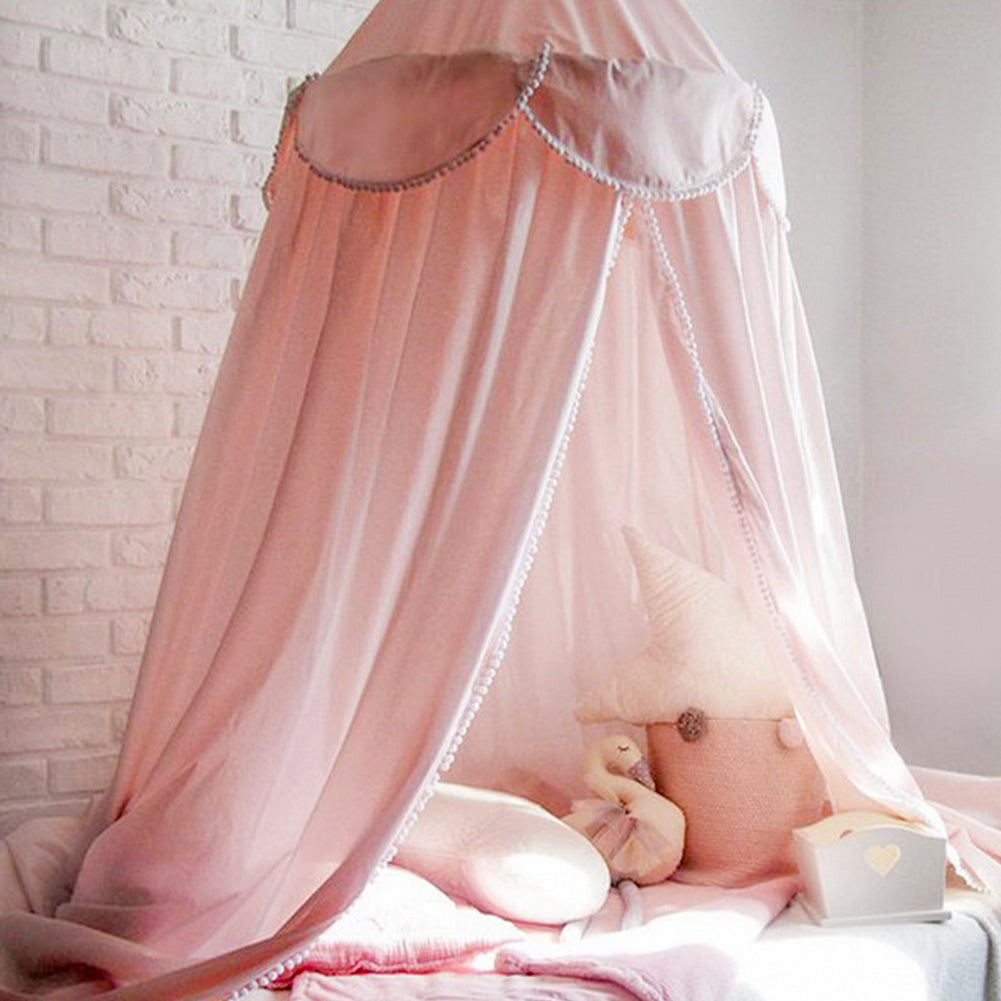 240cm Kids Baby Room Bed Curtain Canopy Pointed Tassel Chiffon Hung Mosquito Net