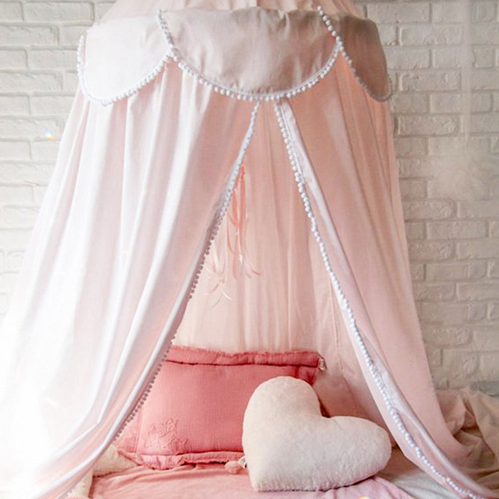240cm Kids Baby Room Bed Curtain Canopy Pointed Tassel Chiffon Hung Mosquito Net