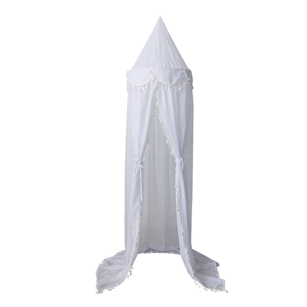 240cm Kids Baby Room Bed Curtain Canopy Pointed Tassel Chiffon Hung Mosquito Net