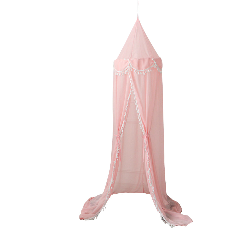 240cm Kids Baby Room Bed Curtain Canopy Pointed Tassel Chiffon Hung Mosquito Net