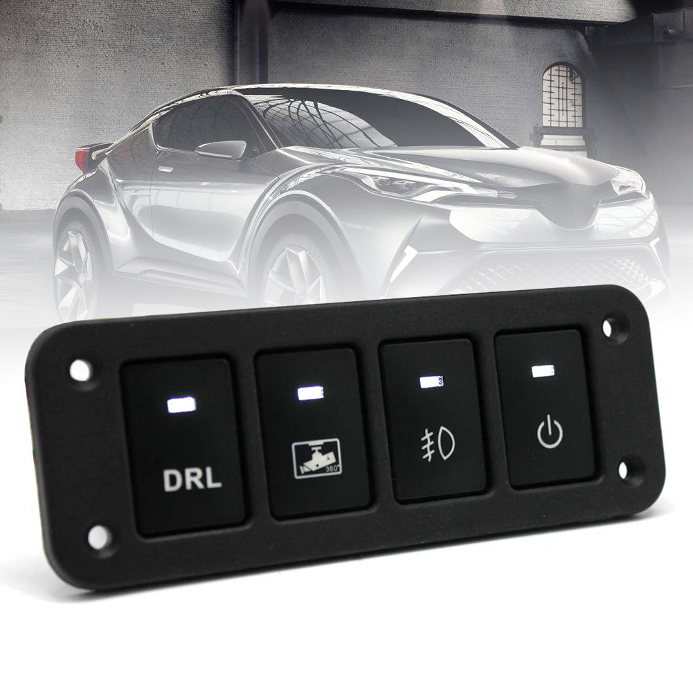 12V 4-Button LED DRL Front Fog Light On/Off Rocker Switch Panel for Toyota