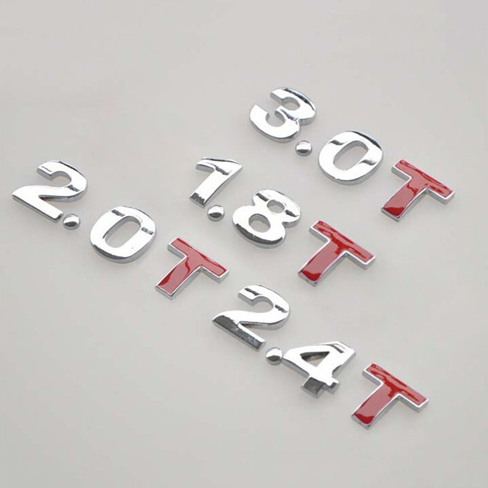 1.8/2.0/2.4/2.8/3.0T Letters Car Rear Trunk Decal Emblem Badge Sticker Decor