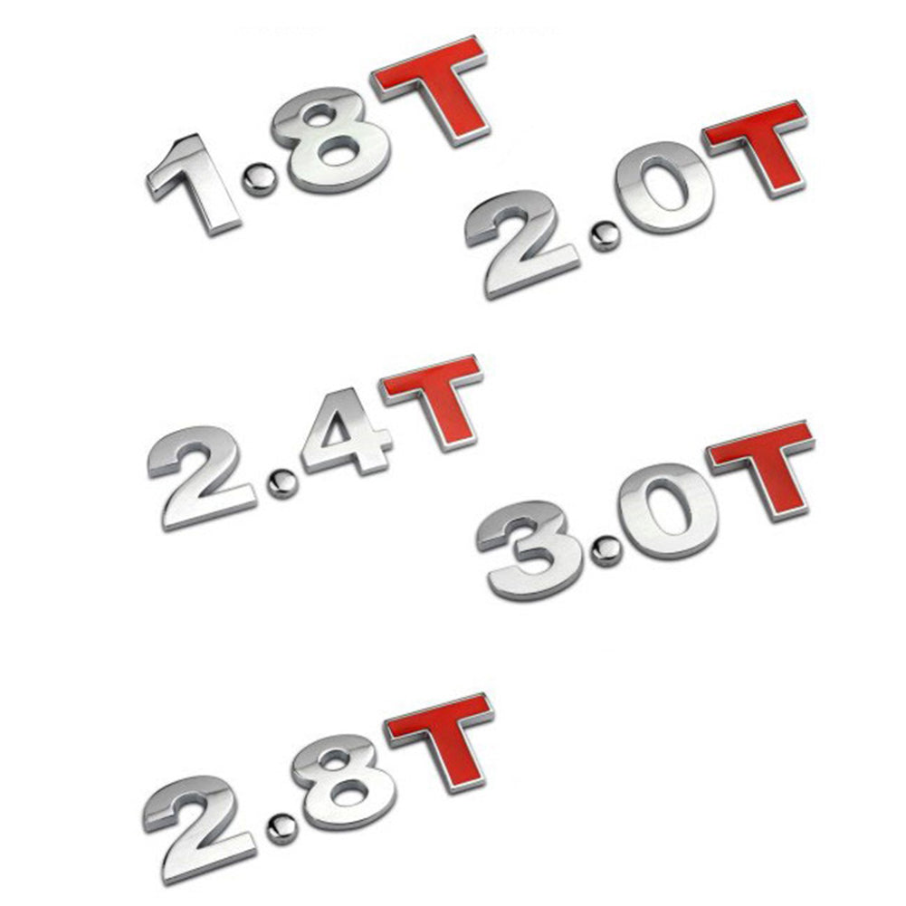 1.8/2.0/2.4/2.8/3.0T Letters Car Rear Trunk Decal Emblem Badge Sticker Decor