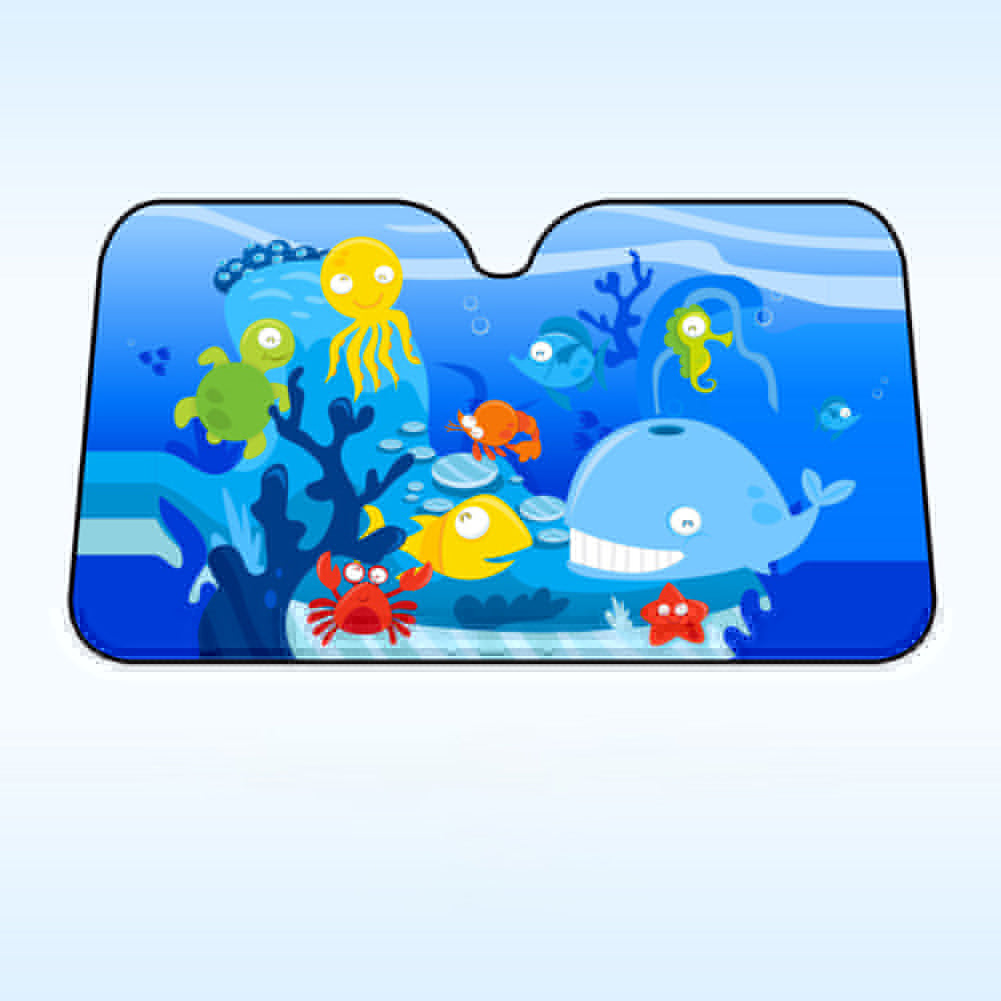 Cute Cartoon Sea Animal Summer Car Front Windshield Sun Shade Anti-UV Cover