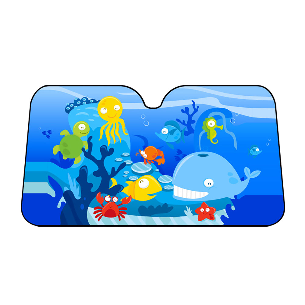 Cute Cartoon Sea Animal Summer Car Front Windshield Sun Shade Anti-UV Cover