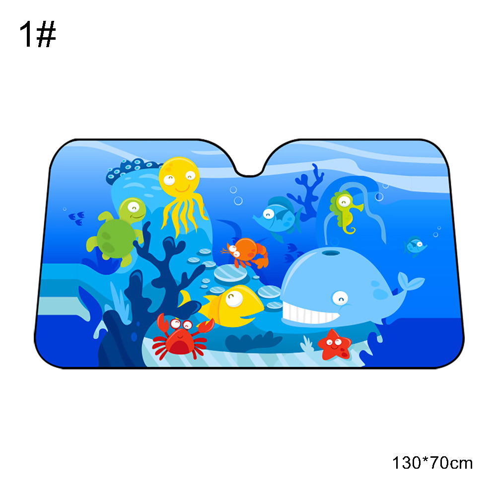 Cute Cartoon Sea Animal Summer Car Front Windshield Sun Shade Anti-UV Cover