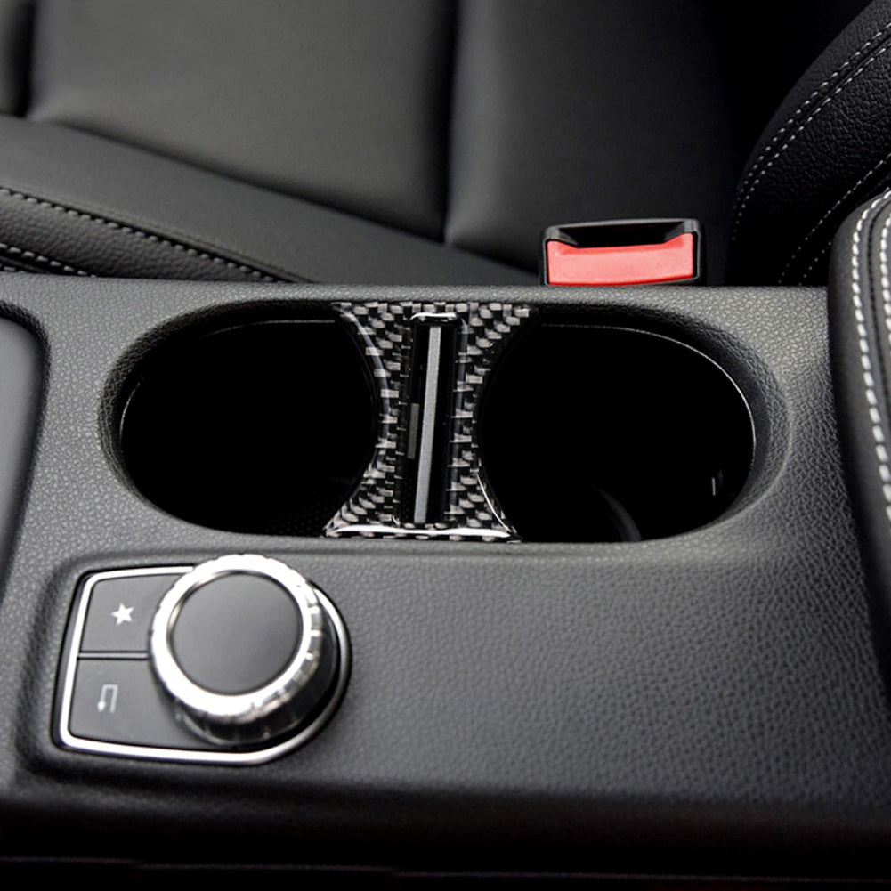 Carbon Fiber Car Cup Holder Cover Trim Sticker Decor for Benz A Class CLA GLA