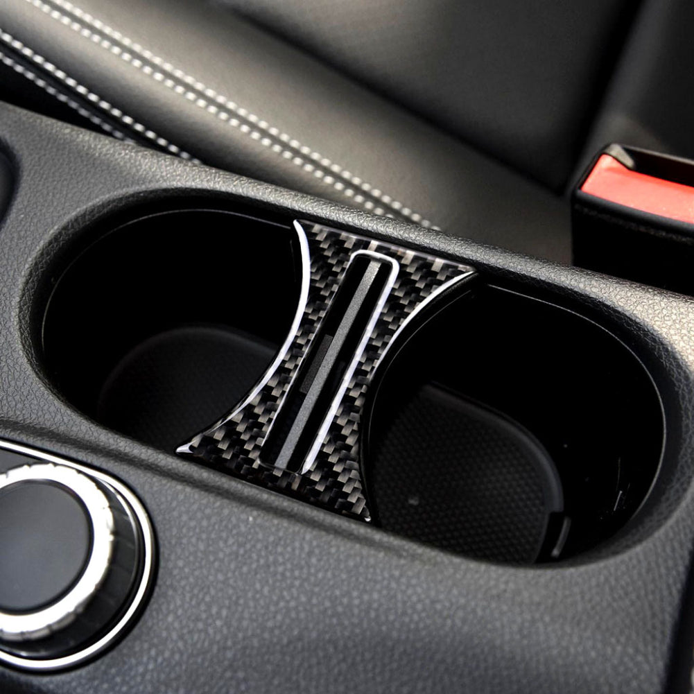 Carbon Fiber Car Cup Holder Cover Trim Sticker Decor for Benz A Class CLA GLA