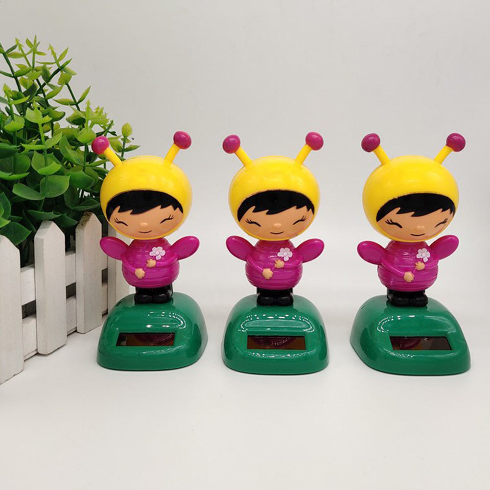 Cartoon Bee Solar Powered Car Dashboard Decoration Flip Flap Pot Swing Toy Gift