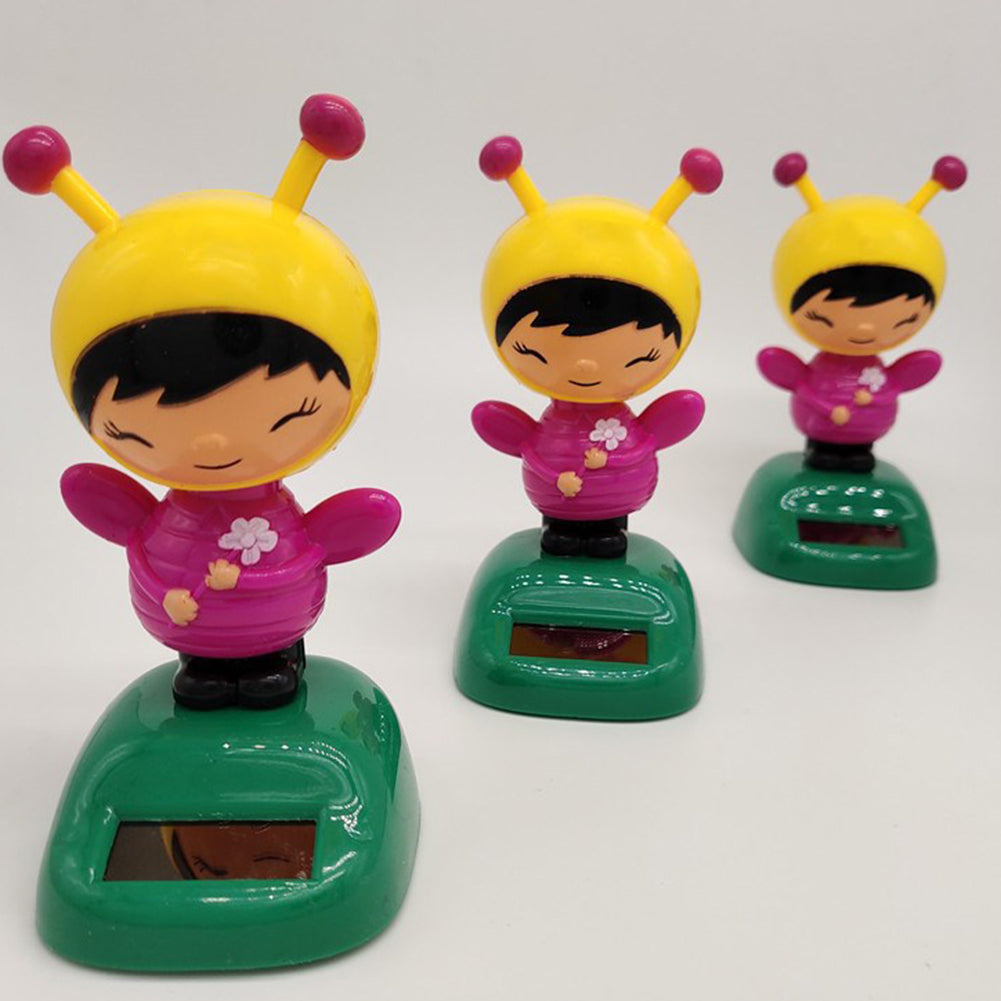 Cartoon Bee Solar Powered Car Dashboard Decoration Flip Flap Pot Swing Toy Gift