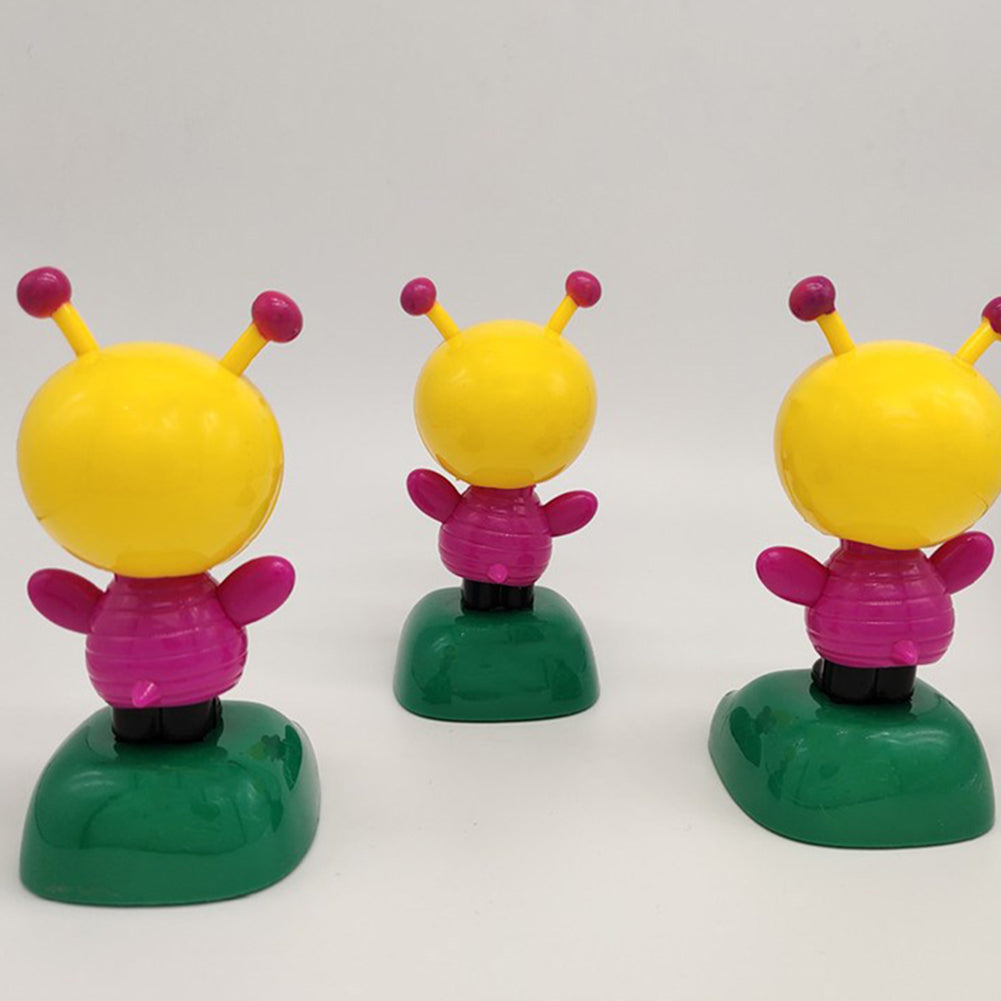 Cartoon Bee Solar Powered Car Dashboard Decoration Flip Flap Pot Swing Toy Gift