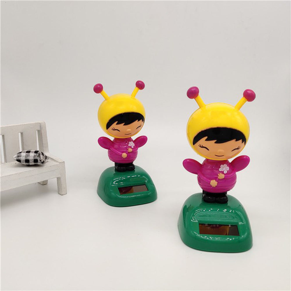 Cartoon Bee Solar Powered Car Dashboard Decoration Flip Flap Pot Swing Toy Gift