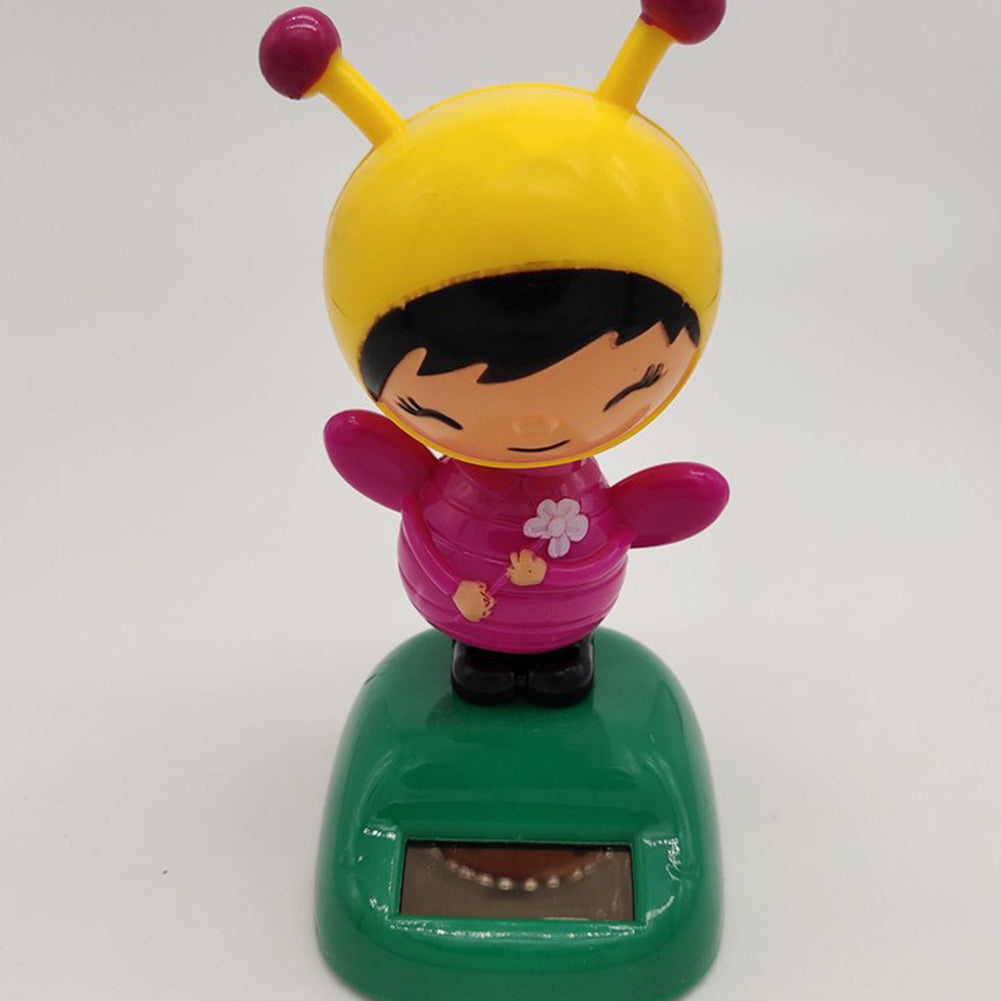 Cartoon Bee Solar Powered Car Dashboard Decoration Flip Flap Pot Swing Toy Gift