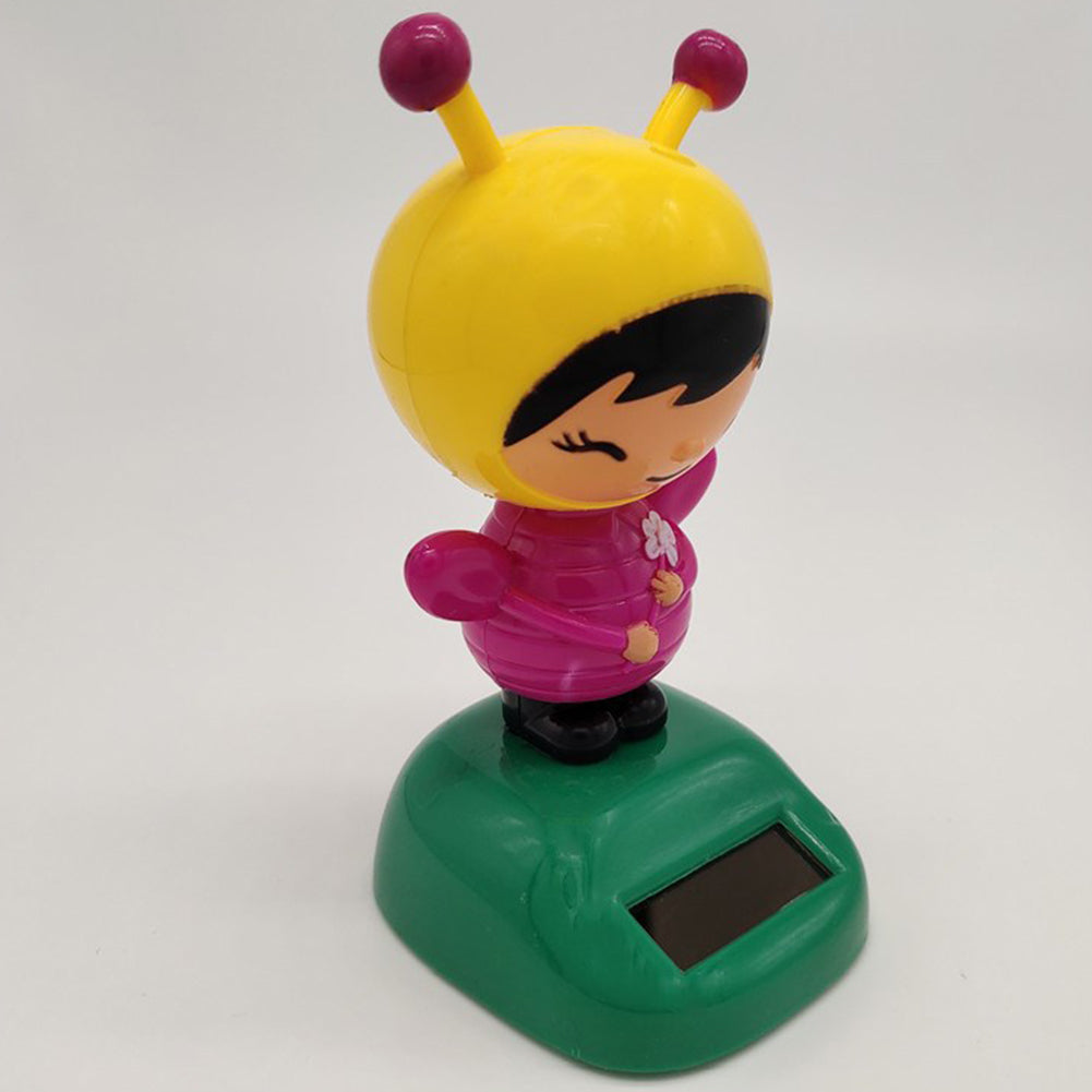Cartoon Bee Solar Powered Car Dashboard Decoration Flip Flap Pot Swing Toy Gift